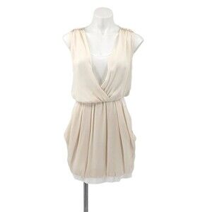 A.L.C.  Silk Mini Dress With Pockets Ivory Womens Size 2‎ Sleeveless
